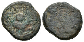 Baria. 1/2 calco. 200-100 a.C. Villaricos (Almería). (Abh-214). (Acip-629). Ae. 5,88 g. Rara. BC+/BC-. Est...80,00.