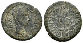 Caesar Augusta. Semis. 27 a.C.-14 d.C. Zaragoza. (Abh-344). (Acip-3039). Ae. 4,39 g. Oxidaciones. BC. Est...50,00.