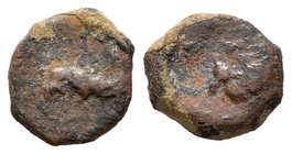 Ebusus. 1/8 de calco. 300-200 a.C. Ibiza. (Acip-703). (Abh-906). Anv.: Toro a izquierda. Rev.: Toro a izquierda. Ae. 0,87 g. BC+. Est...75,00.