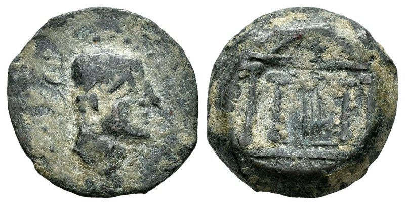 Malaka. Cuadrante. 200-20 a.C. Málaga. (Acip-795). (Abh-1738). Anv.: Cabeza de V...