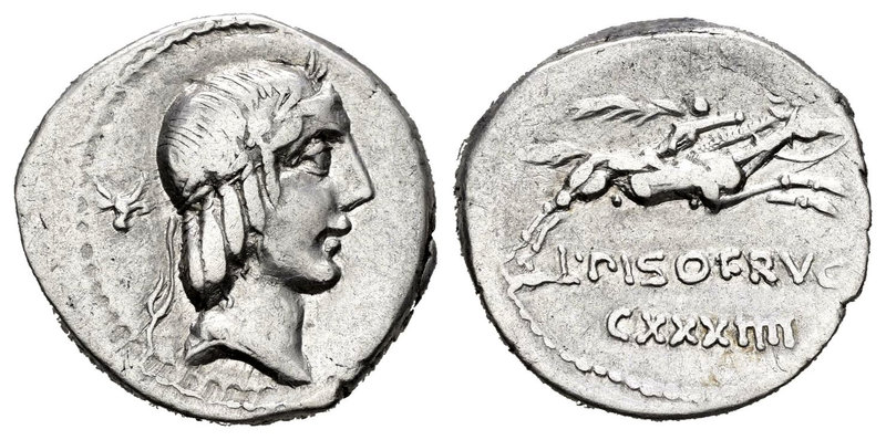 Calpurnia. Denario. 90-89 d.C. Roma. (Ffc-243). (Cal-307). Anv.: Cabeza laureada...