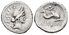 Cordia. Denario. 46 a.C. Roma. (Ffc-598). (Craw-463-3). (Cal-462). Ag. 3,85 g. MBC-. Est...100,00.
