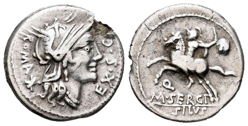 Sergia. Denario forrado. 116-115 a.C. Norte de Italia. (Ffc-1112). (Craw-286/1)....