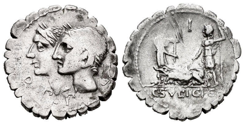 Sulpicia. Denario. 106 a.C. Roma. (Cal-1133). (Craw-312-1). (Cal-1288). Anv.: Ca...