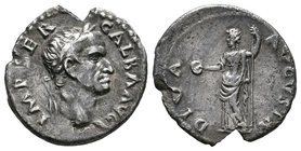Galba. Denario. 68-69 d.C. Roma. (Spink-2102). (Ric-224). Rev.: DIVA AVGVSTA. Livia en pie con pátera y cetro. Ag. 2,91 g. Cospel ligeramente faltado....