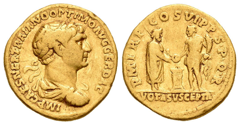 Trajano. Áureo. 116 d.C. Roma. (Spink-3109). (Ric-373). (Cal-1131). Anv.: IMP CA...