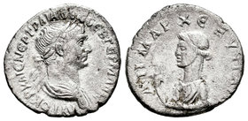 Trajano. Dracma. 112-115 d.C. Caesarea (Cappadocia). (Bmc-71). (Sng Cop-209). Rev.: Busto diademado de Artemisa a izquierda, diademada con flecha, alr...