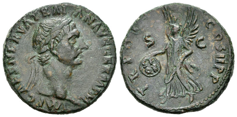 Trajano. As. 99-100 a.C. Roma. (Ric-417). (Ch-628). Rev.: TR POT COS III P P SC....
