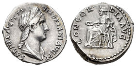 Sabina. Denario. 129 d.C. Roma. (Spink-3919). (Ric-398). (Seaby-12). Rev.: CONCORDIA AVG. Concordia entronada con pátera. Ag. 3,48 g. Buen ejemplar. E...