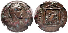 Antonino Pío. AE dracma. 138-161 d.C. Alejandría. Ae. 24,88 g. Encapsulada por NGC como F, strike 4/5, surface 2/5. BC. Est...60,00.