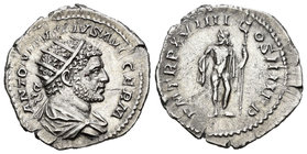 Caracalla. Antoniniano. 216 d.C. Roma. (Spink-6775). (Ric-275 b). (Seaby-338). Rev.: P M TR P XVIIII COS IIII P P. Júpiter de pie desnudo con haz de r...
