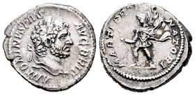 Caracalla. Denario. 213 d.C. Roma. (Spink-6819). (Ric-223). (Seaby-150). Rev.: MARTI PROPVGNATORI. Marte a izquierda con lanza y trofeo. Ag. 3,54 g. M...