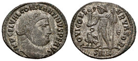Constantino I. Follis. 313 d.C. Cyzicus. (Spink-15932). (Ric-108). Rev.: IOVI CONSERVATORI. Júpiter en pie a izquierda con globo, Victoria y cetro, a ...