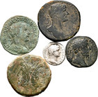 Lote de 5 piezas romanas, República un bronce, Imperio tres bronces y un denario. A EXAMINAR . BC-/BC+. Est...60,00.
