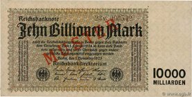 Country : GERMANY 
Face Value : 10 Billions Mark Spécimen 
Date : 01 novembre 1923 
Period/Province/Bank : Reichsbanknote 
Catalogue reference : P...