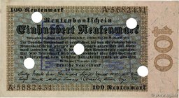 Country : GERMANY 
Face Value : 100 Rentenmark Annulé 
Date : 01 novembre 1923 
Period/Province/Bank : Rentenbank 
Catalogue reference : P.166s 
...