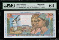 Country : FRENCH WEST INDIES 
Face Value : 5 Nouveaux Francs sur 500 Francs Pointe à Pitre Spécimen 
Date : (1962) 
Period/Province/Bank : Institut...