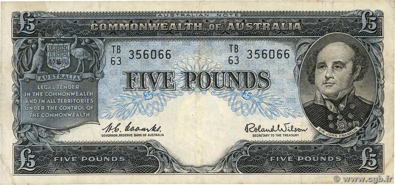 Country : AUSTRALIA 
Face Value : 5 Pounds 
Date : (1961-1965) 
Period/Provin...