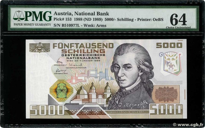 Country : AUSTRIA 
Face Value : 5000 Schilling 
Date : 04 janvier 1988 
Perio...