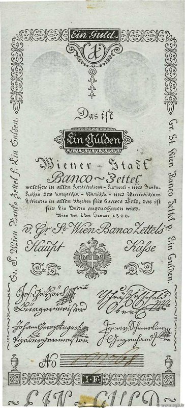 Country : AUSTRIA 
Face Value : 1 Gulden 
Date : 01 janvier 1800 
Period/Prov...