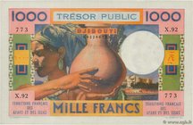 Country : DJIBOUTI 
Face Value : 1000 Francs 
Date : (1974) 
Period/Province/Bank : Djibouti. Territoire Français des Afars et des Issas 
Catalogu...