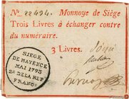 Country : FRANCE 
Face Value : 3 Livres 
Date : (12 mai 1793) 
Period/Province/Bank : Assignats 
Catalogue reference : Kol.026 
Alphabet - signat...