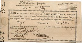 Country : FRANCE 
Face Value : 25 Francs 
Date : 1798 
Period/Province/Bank : Documents et Précurseurs 
Catalogue reference : Laf.213 
Alphabet -...
