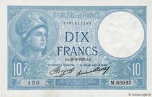 Country : FRANCE 
Face Value : 10 Francs MINERVE 
Date : 25 février 1937 
Period/Province/Bank : Banque de France, XXe siècle 
Catalogue reference...