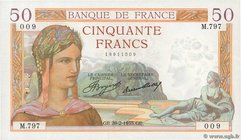 Country : FRANCE 
Face Value : 50 Francs CÉRÈS 
Date : 28 février 1935 
Period/Province/Bank : Banque de France, XXe siècle 
Catalogue reference :...