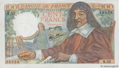 Country : FRANCE 
Face Value : 100 Francs DESCARTES 
Date : 07 janvier 1943 
Period/Province/Bank : Banque de France, XXe siècle 
Catalogue refere...