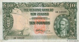 Country : NEW ZEALAND 
Face Value : 10 Pounds 
Date : (1956-1960) 
Period/Province/Bank : The Reserve Bank of New Zealand 
Catalogue reference : P...