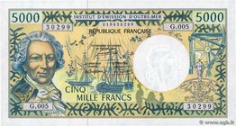 Country : POLYNESIA, FRENCH OVERSEAS TERRITORIES 
Face Value : 5000 Francs 
Date : (1995) 
Period/Province/Bank : Institut d'Émission d'Outre-Mer ...