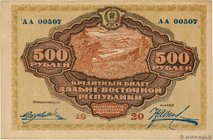 Country : RUSSIA 
Face Value : 500 Roubles 
Date : 1920 
Period/Province/Bank : Far Eastern Republic 
Department : Sibérie de L'Est 
Catalogue re...