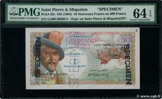 Country : SAINT PIERRE AND MIQUELON 
Face Value : 1 NF sur 50 Francs Belain d'Esnambuc Spécimen 
Date : (1960) 
Period/Province/Bank : Caisse Centr...