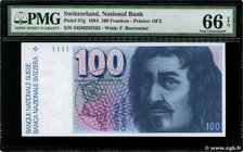 Country : SWITZERLAND 
Face Value : 100 Francs 
Date : 1984 
Period/Province/Bank : Banque Nationale Suisse 
Catalogue reference : P.57g 
Alphabe...