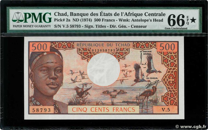 Country : CHAD 
Face Value : 500 Francs 
Date : (1973) 
Period/Province/Bank ...