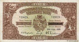 Country : TONGA 
Face Value : 4 Shillings 
Date : 19 mai 1939 
Period/Province/Bank : Government of Tonga. Treasury Note 
Catalogue reference : P....