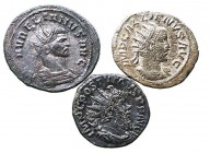 IMPERIO ROMANO. LOTES DE CONJUNTO. LOTES DE CONJUNTO. Lote de 3 monedas. VE. Antoniniano. Póstumo, Aureliano y Galieno. MBC.