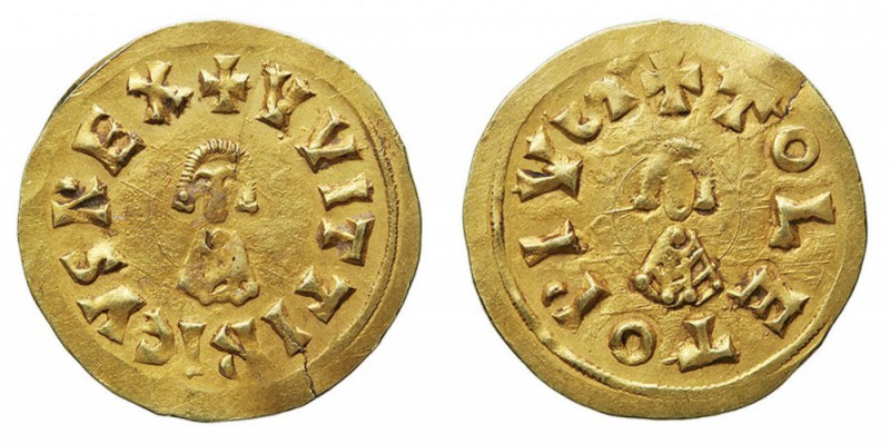 MONEDAS VISIGODAS. VITERICO. VITERICO. Tremis. AV. Toleto. A/Busto de frente, +V...