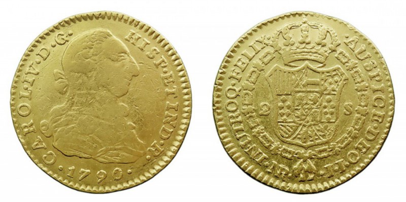 MONARQUÍA ESPAÑOLA. CARLOS IV. CARLOS IV. 2 Escudos. AV. Nuevo Reino JJ. 1790. 6...