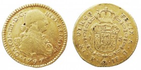 MONARQUÍA ESPAÑOLA. CARLOS IV. CARLOS IV. Escudo. AV. Popayán JF. 1797. 3,34 g. CAL.528. Escasa. MBC-.