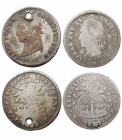 MONEDAS EXTRANJERAS. BOLIVIA. BOLIVIA. 2 Soles. Lote de 2 monedas. AR. 1853 FP y 1863 FP. KM.121,1 Y 135,2. Ambas con agujerito a las 12 h., si no BC-...