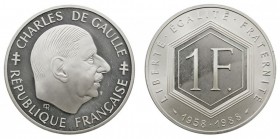 MONEDAS EXTRANJERAS. FRANCIA. FRANCIA. Franco. AR. 1988. Charles de Gaulle. 22,31 g. KM.978. PROOF.