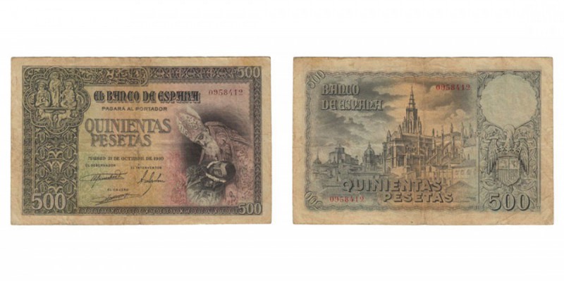 BILLETES. ESTADO ESPAÑOL, BANCO DE ESPAÑA. ESTADO ESPAÑOL, BANCO DE ESPAÑA. 500 ...