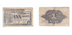 BILLETES. BILLETES LOCALES. BILLETES LOCALES. Berga (Barcelona), C.M. 1 Peseta. 10 Mayo 1937. Alguna rotura en margen, si no BC.