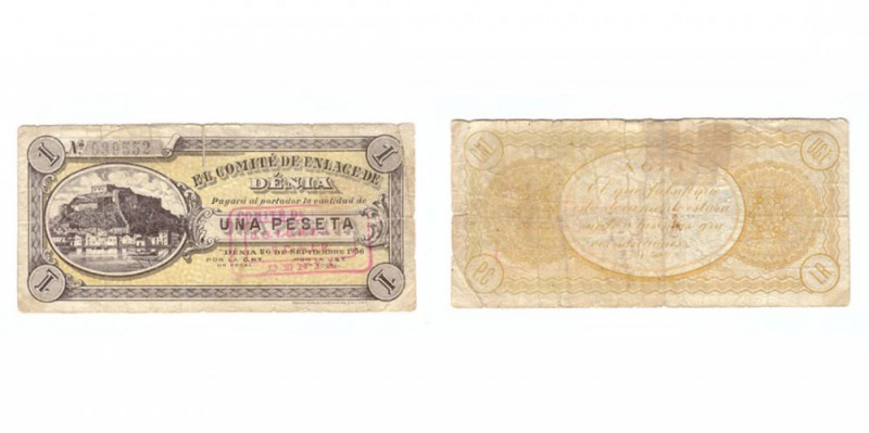 BILLETES. BILLETES LOCALES. BILLETES LOCALES. Denia (Alicante), C.E. 1 Peseta. 2...