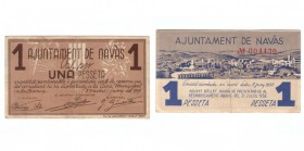 BILLETES. BILLETES LOCALES. BILLETES LOCALES. Navás (Barcelona), Ay. 1 Peseta. Junio 1937. MBC.