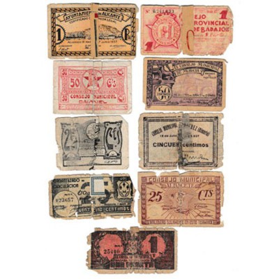 BILLETES. BILLETES LOCALES. BILLETES LOCALES. Lote de 9 billetes. Albanchez, Alb...