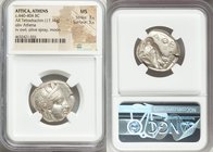 ATTICA. Athens. Ca. 440-404 BC. AR tetradrachm (25mm, 17.16 gm, 4h). NGC MS 3/5 - 5/5. Mid-mass coinage issue. Head of Athena right, wearing crested A...
