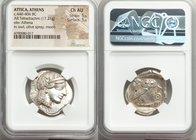 ATTICA. Athens. Ca. 440-404 BC. AR tetradrachm (25mm, 17.21 gm, 12h). NGC Choice AU 5/5 - 5/5. Mid-mass coinage issue. Head of Athena right, wearing c...